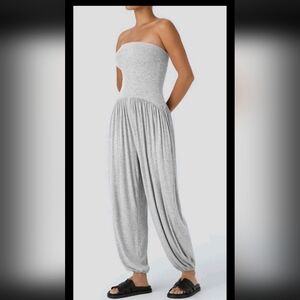 Gray Strapless Jumper Pockets